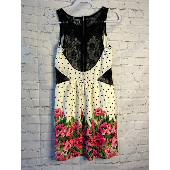Women's MOD Floral Midi Sleeveles Dress w/ Lace on the Back & Sides. SZ M. NWOT. - Picture 2 of 3